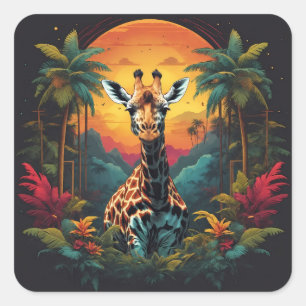Giraffe in the Jungle    Square Sticker