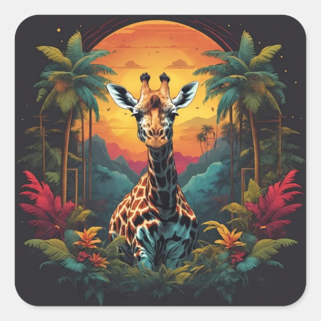 Giraffe in the Jungle |  Square Sticker (Front)