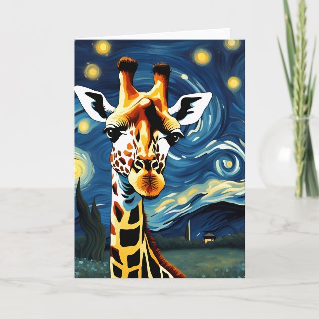 Giraffe in the Starry Night Card (Front)