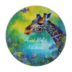 Giraffe in the trees cutting board