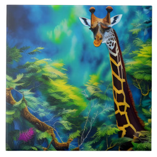 Giraffe in the trees tile