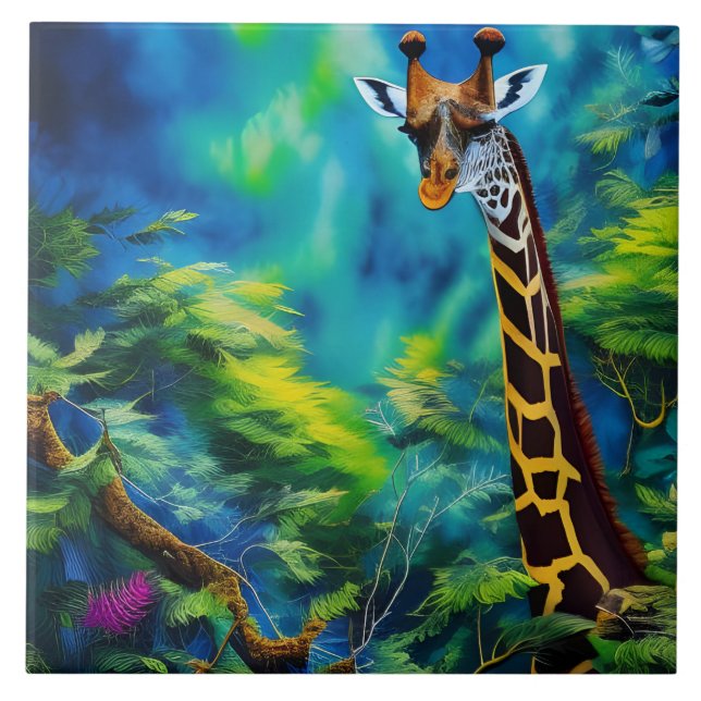 Giraffe in the trees tile (Front)