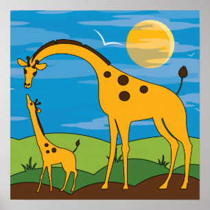 Giraffe in the Wild Kids Room Decor Animal Poster