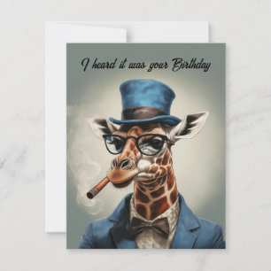 Giraffe in top hat and jacket Happy birthday