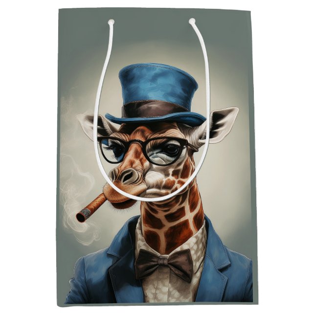 Giraffe in top hat and jacket medium gift bag (Front)