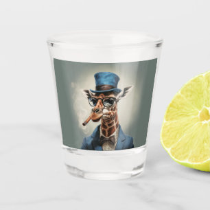 Giraffe in top hat and jacket shot glass