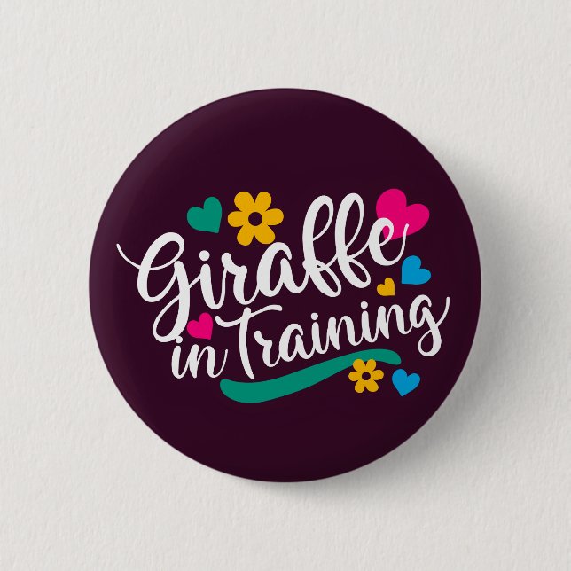 “Giraffe in Training” V2 6 Cm Round Badge (Front)