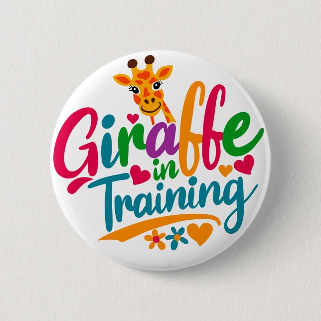 “Giraffe in Training” V2 6 Cm Round Badge (Front)