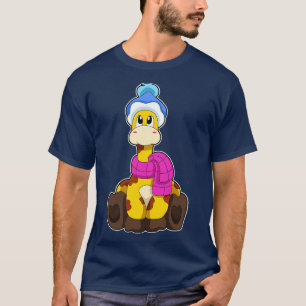 Giraffe in Winter with Scarf Hat T-Shirt