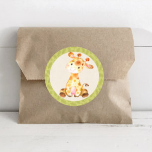 Giraffe Jungle Animals Baby Shower Favour Sticker
