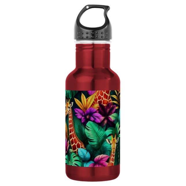 Giraffe Jungle Dreams Seamless Surface Pattern 532 Ml Water Bottle (Front)