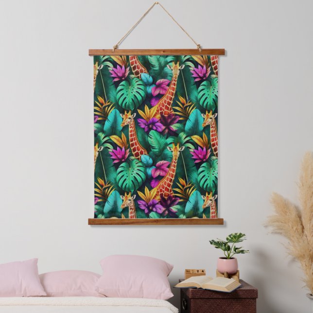Giraffe Jungle Dreams Seamless Surface Pattern Hanging Tapestry (Bedroom)