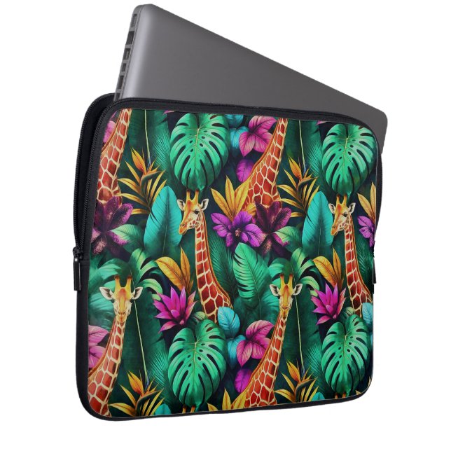 Giraffe Jungle Dreams Seamless Surface Pattern Laptop Sleeve (Front Right)