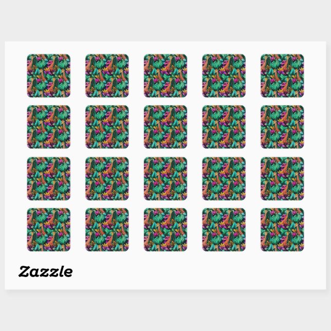 Giraffe Jungle Dreams Seamless Surface Pattern Square Sticker (Sheet)