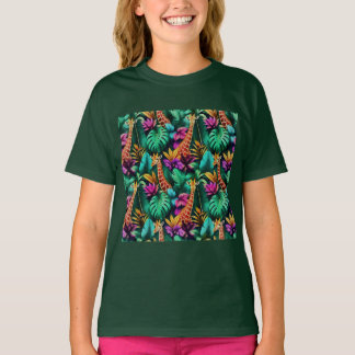 Giraffe Jungle Dreams Seamless Surface Pattern T-Shirt