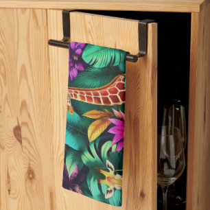 Giraffe Jungle Dreams Seamless Surface Pattern Tea Towel