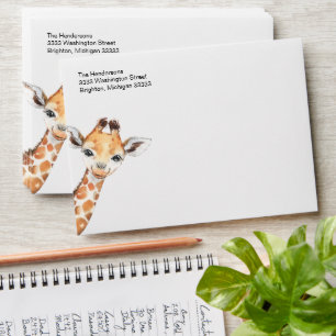 Giraffe Jungle Safari Baby Shower Return Address Envelope