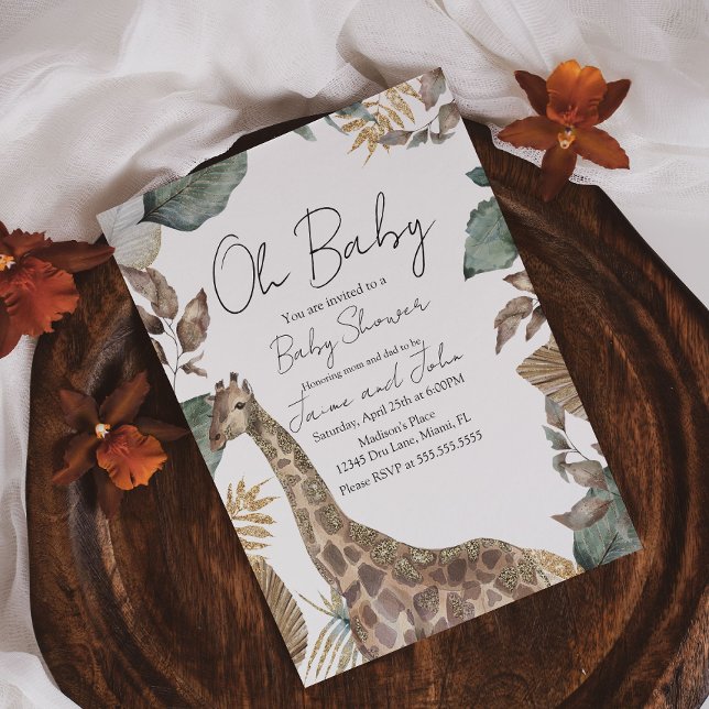 Giraffe Jungle Wild Baby Shower Invitation (Creator Uploaded)