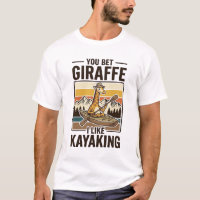 Giraffe Kayaking Vintage Funny T-Shirt Design_1