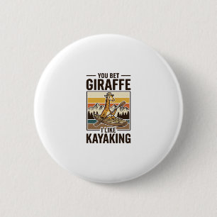 Giraffe Kayaking Vintage Funny T-Shirt Design_1 6 Cm Round Badge