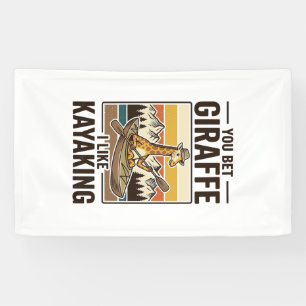 Giraffe Kayaking Vintage Funny T-Shirt Design_1 Banner