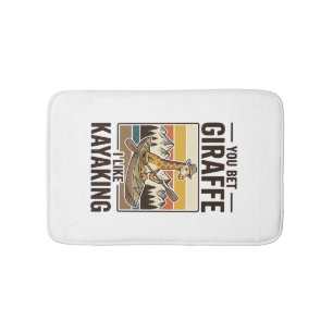 Giraffe Kayaking Vintage Funny T-Shirt Design_1 Bath Mat