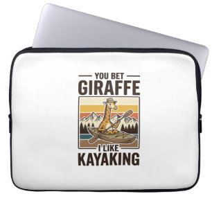 Giraffe Kayaking Vintage Funny T-Shirt Design_1 Laptop Sleeve
