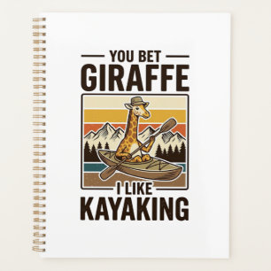 Giraffe Kayaking Vintage Funny T-Shirt Design_1 Planner