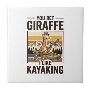 Giraffe Kayaking Vintage Funny T-Shirt Design_1 Tile