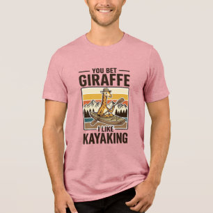 Giraffe Kayaking Vintage Funny T-Shirt Design_1 Tri-Blend Shirt