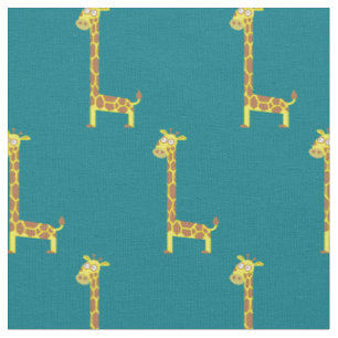 Giraffe Kids Baby Nursery Teal Fabric