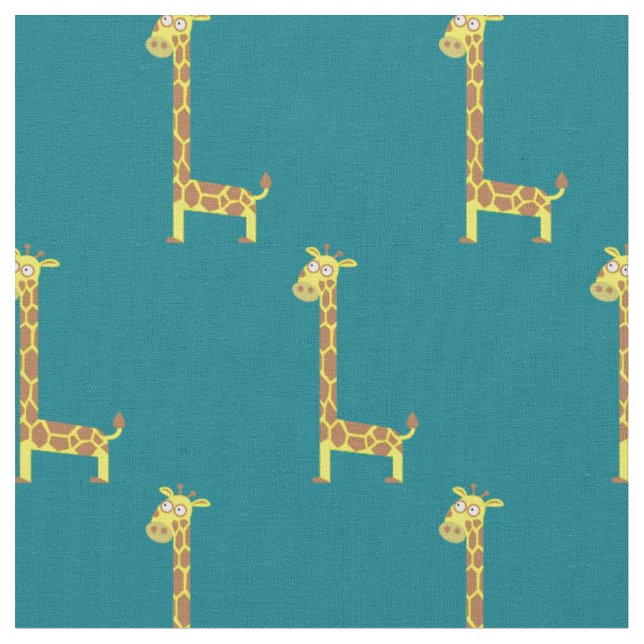 Giraffe Kids Baby Nursery Teal Fabric (Close Up)