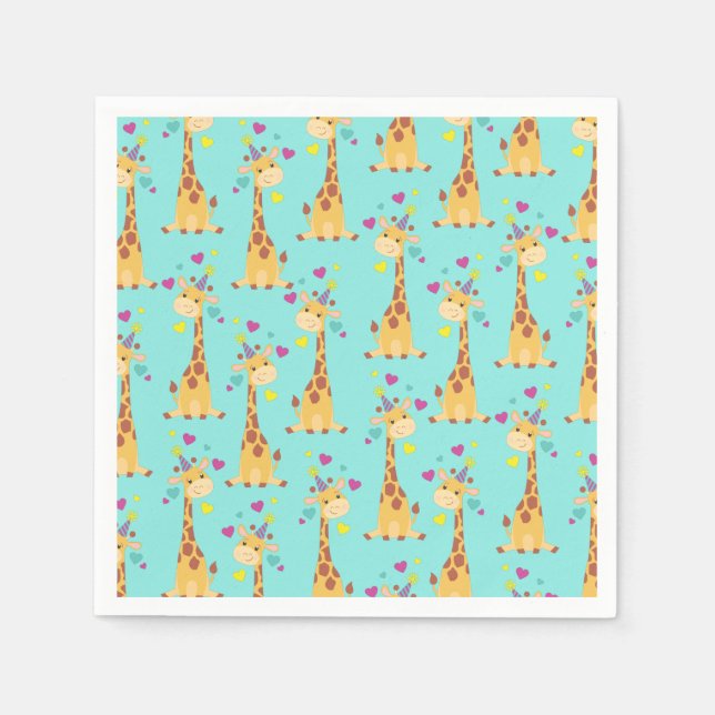 Giraffe Kids Birthday Party Cute Napkin (Front)