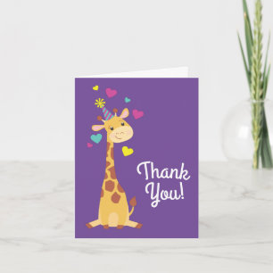 Giraffe Kids Birthday Party Cute Thank You Card