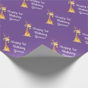 Giraffe Kids Birthday Party Cute Wrapping Paper