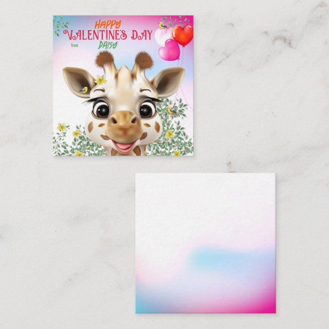 Giraffe Kids Classroom Valentine Cards (Front/Back)