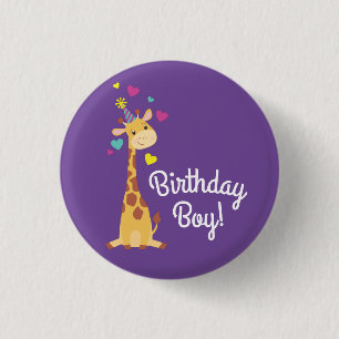 Giraffe Kids Party Cute Birthday Boy 3 Cm Round Badge