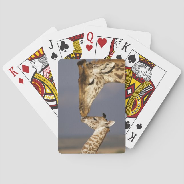 Giraffe Kissing Baby Giraffe Playing Cards (Back)
