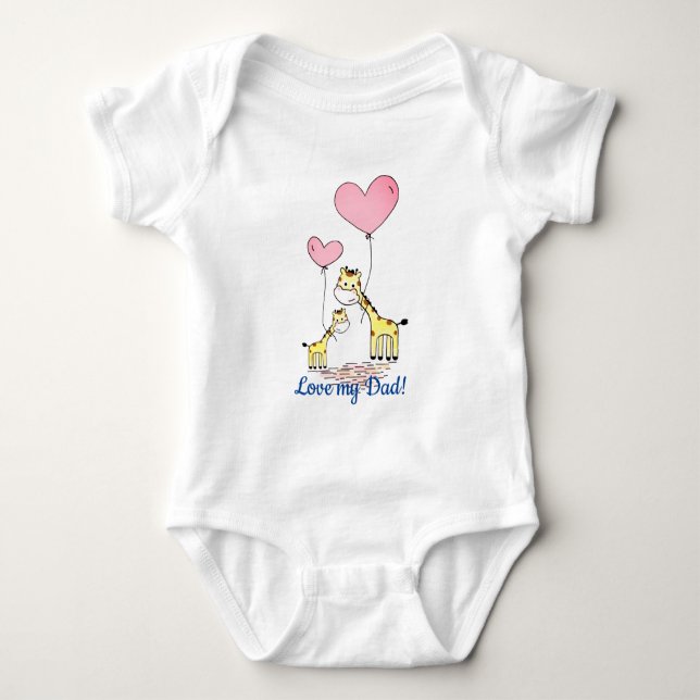 Giraffe learns to Fly Balloons Baby Bodysuit (Front)