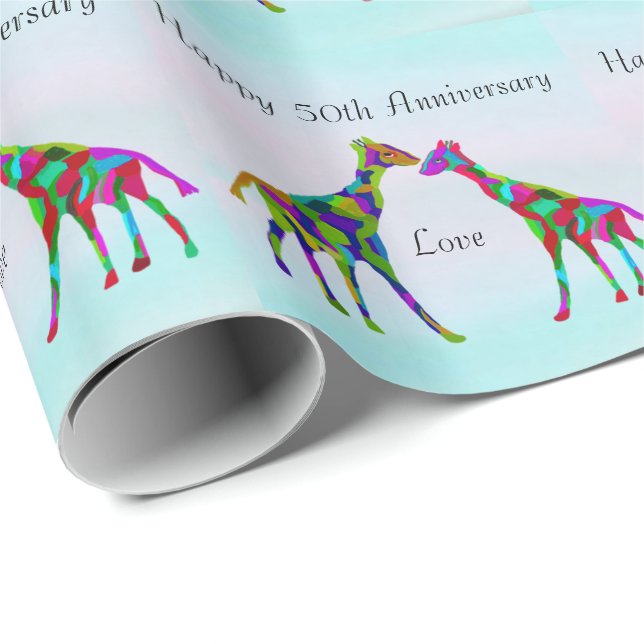 Giraffe Love 50th Anniversary Wrapping Paper (Roll Corner)