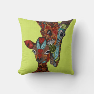 giraffe love chartreuse cushion