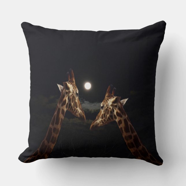 Giraffe Love In The Moonlight, Cushion (Front)
