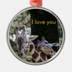Giraffe Love Metal Tree Decoration