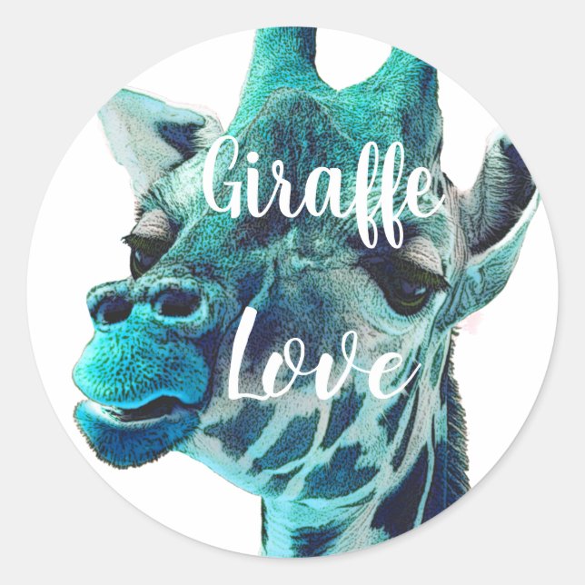 Giraffe Love Typography or Your Favourite Quote Classic Round Sticker (Front)