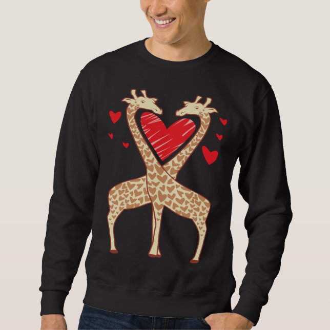 Giraffe Love with Red Hearts Sweatshirt (Front)