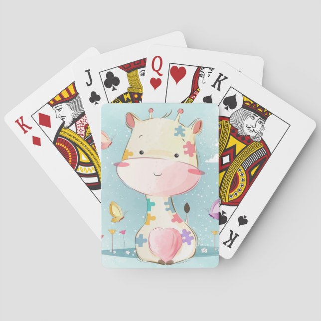 Giraffe Lover Baby Giraffe Playing Cards (Back)