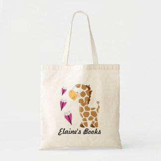 Giraffe Lover Book Tote Bag with name