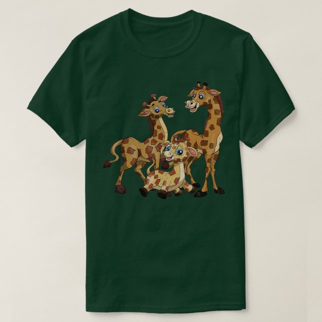 Giraffe Lover Cute Africa Safari Zoo Animal Family T-Shirt (Design Front)