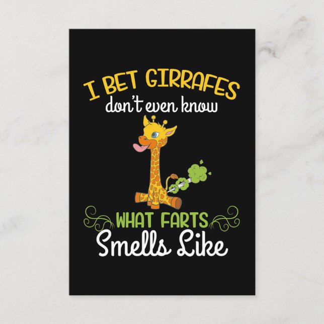 Giraffe Lover Giraffe What Farts Smells Like Enclosure Card (Front)