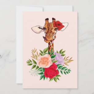 Giraffe Lover Giraffes Africa And Flower Invitation